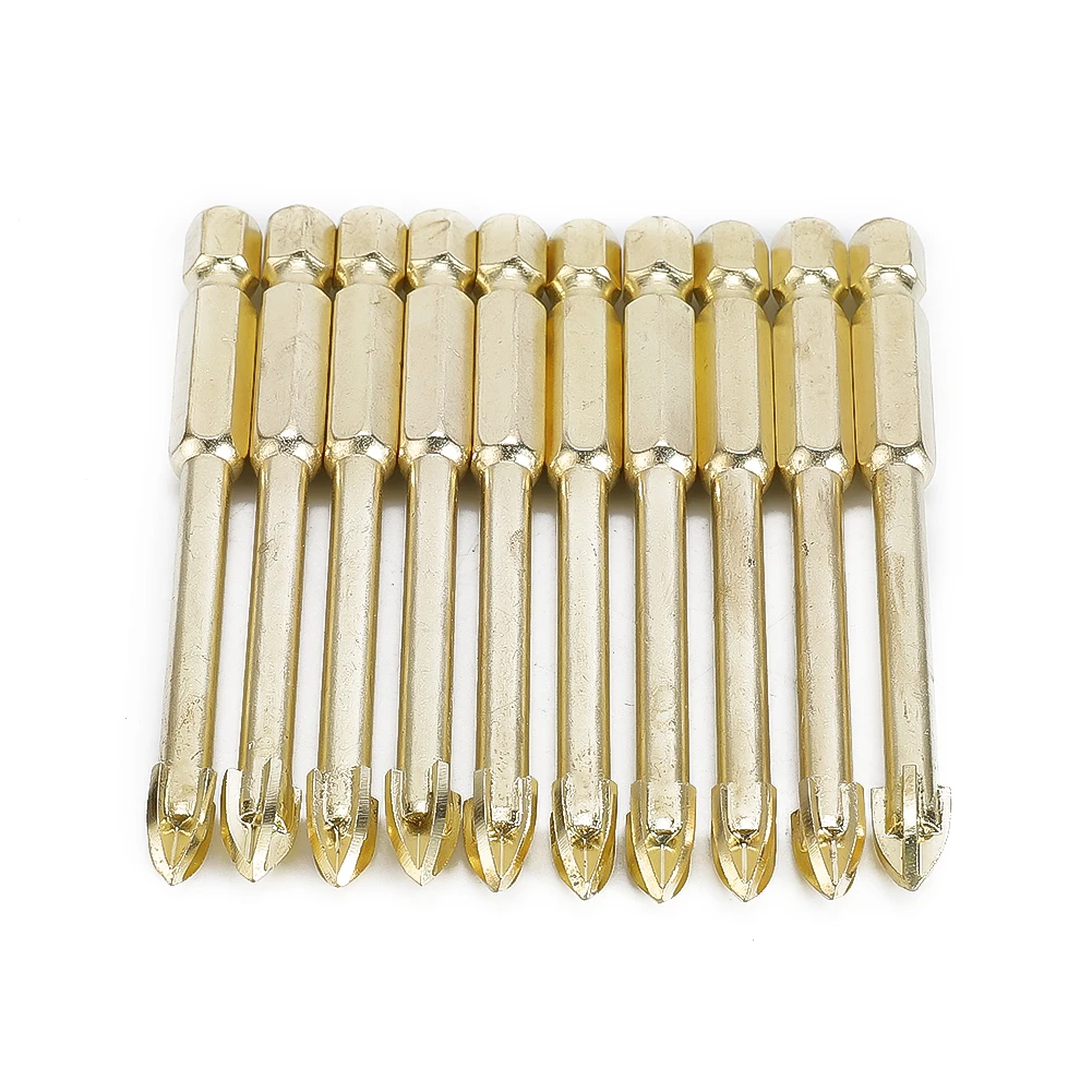 10pcs 6mm Hex Shank Titanium Ceramic Tile Marble Glass Drill Bits Spear Head Hex Shank Spear Head For Metalworking
10pcs 6mm Hex Shank Titanium Ceramic Tile Marble Glass Drill Bits Spear Head Hex Shank Spear Head For Metalworking