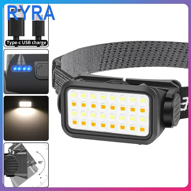 Usb перезаряжаемые наружные фары, 1 шт., фонарь с датчиком освещения для кемпинга, Cob оборудование для кемпинга, Головной фонарь, Головной фона...