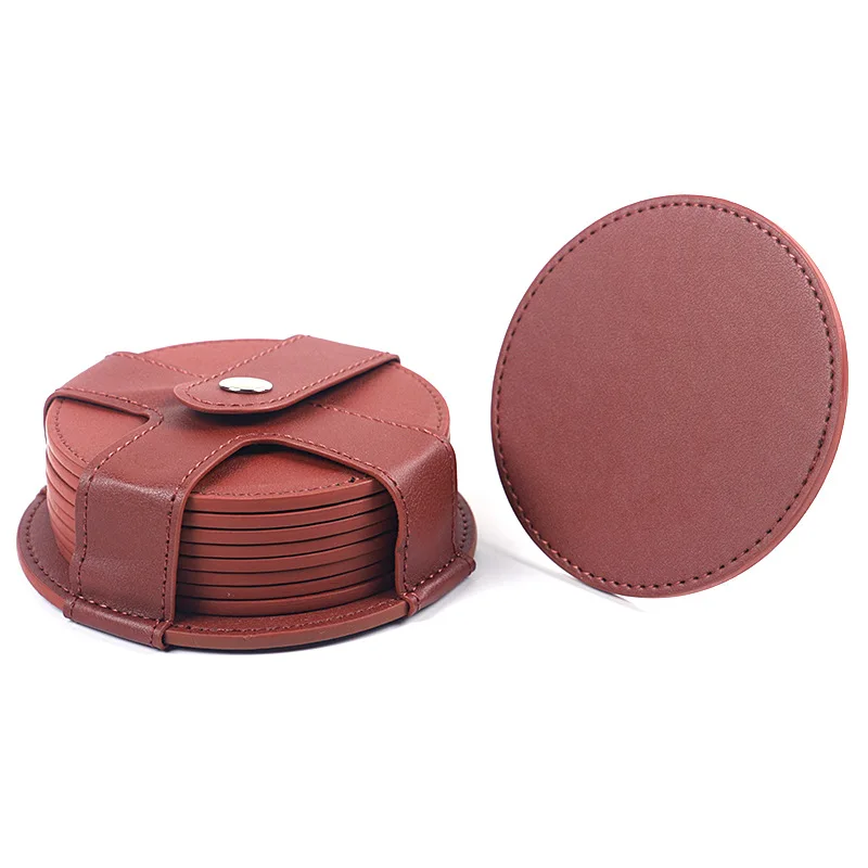 PU Leather Coaster 8pcs Set TABL Cup Mat Pad Table Coffee Tea Mug Insulation Placemat Round Drink Home Bar Hotel Desk Decor
PU Leather Coaster 8pcs Set TABL Cup Mat Pad Table Coffee Tea Mug Insulation Placemat Round Drink Home Bar Hotel Desk Decor