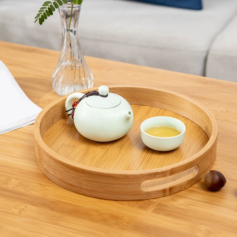 Round Serving Bamboo Wooden Tray For Dinner Trays Tea Bar Breakfast Food Container Handle Storage Tray
Round Serving Bamboo Wooden Tray For Dinner Trays Tea Bar Breakfast Food Container Handle Storage Tray