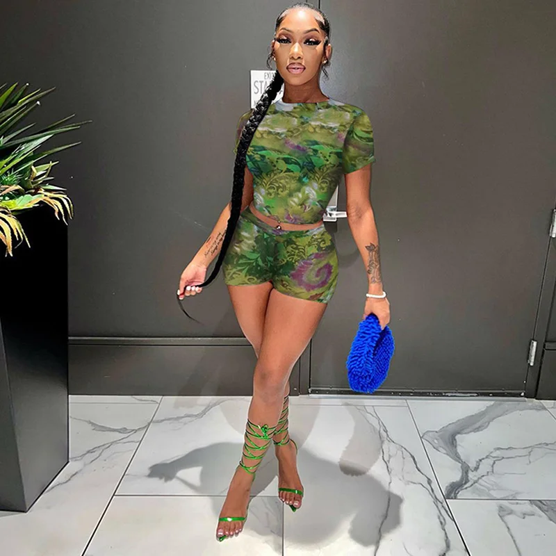 Women's 2023 Summer New Street Mesh Print Leisure WomenT-shirt Top Shorts Casual Set
Women's 2023 Summer New Street Mesh Print Leisure WomenT-shirt Top Shorts Casual Set