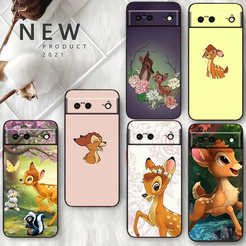 

Disney Bambi Cartoon Phone Case For Google Pixel 7 6 Pro 6A 5A 5 4 4A XL 5G Soft Silicone Fundas Coque Capa Black Cover