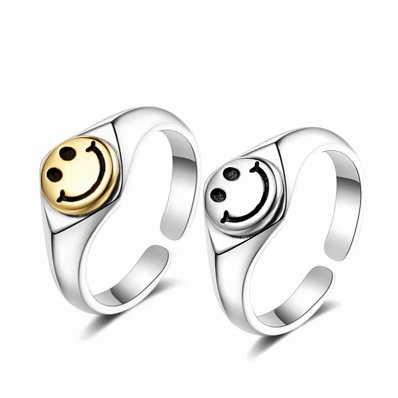 

Women's Ring Punk Vintage Smile Face Rings for Women man Boho Female Charms Jewelry Men Antique Knuckle Ring Fashion Party Gift