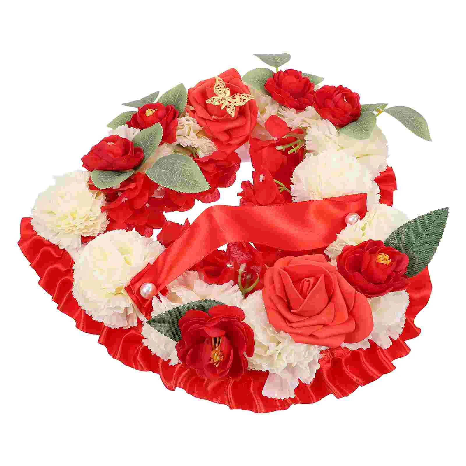 

Heart Memorial Wreath Funeral Fake Garland Flower Spring Front Door Tombstone Mourning Artificial Decorations Wreaths for the