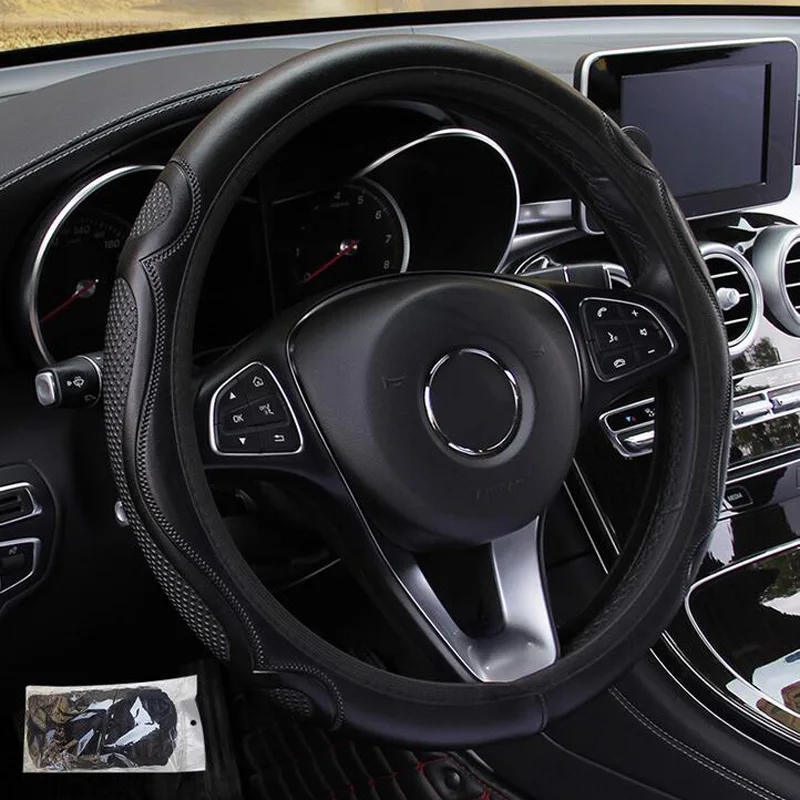 Black Car Steering Wheel Cover Wear-resistant Leather Anti-slip 37-38CM Brand New Car Accessories High Quality And Durable
Black Car Steering Wheel Cover Wear-resistant Leather Anti-slip 37-38CM Brand New Car Accessories High Quality And Durable