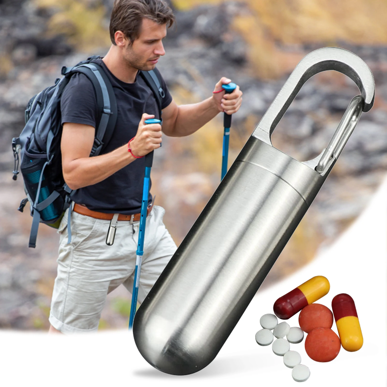 Mini Stainless Steel Sealed Capsule Pill Box Camping Firstaid Pendant Travel Outdoor Waterproof Portable Pill Case Organizer
Mini Stainless Steel Sealed Capsule Pill Box Camping Firstaid Pendant Travel Outdoor Waterproof Portable Pill Case Organizer