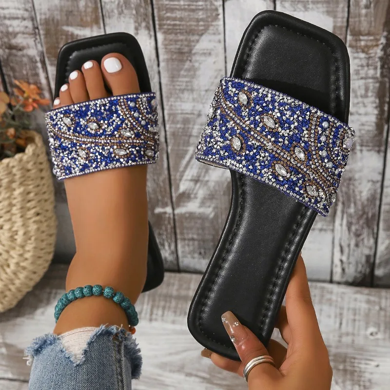 2023 Summer New Shoes Female Rhinestone Women Slippers Fashion Flat Open Toed Slides Ladies Luxury Design Beach Slippers Zapatos
2023 Summer New Shoes Female Rhinestone Women Slippers Fashion Flat Open Toed Slides Ladies Luxury Design Beach Slippers Zapatos
