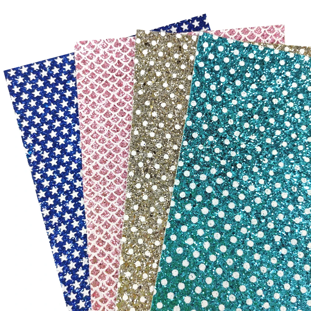 XHT Star/Polka Dot Printed Chunky Glitter Synthetic Leather Fabric Sheet for Making Decorative/Hair Bow/DIY Accessories
XHT Star/Polka Dot Printed Chunky Glitter Synthetic Leather Fabric Sheet for Making Decorative/Hair Bow/DIY Accessories