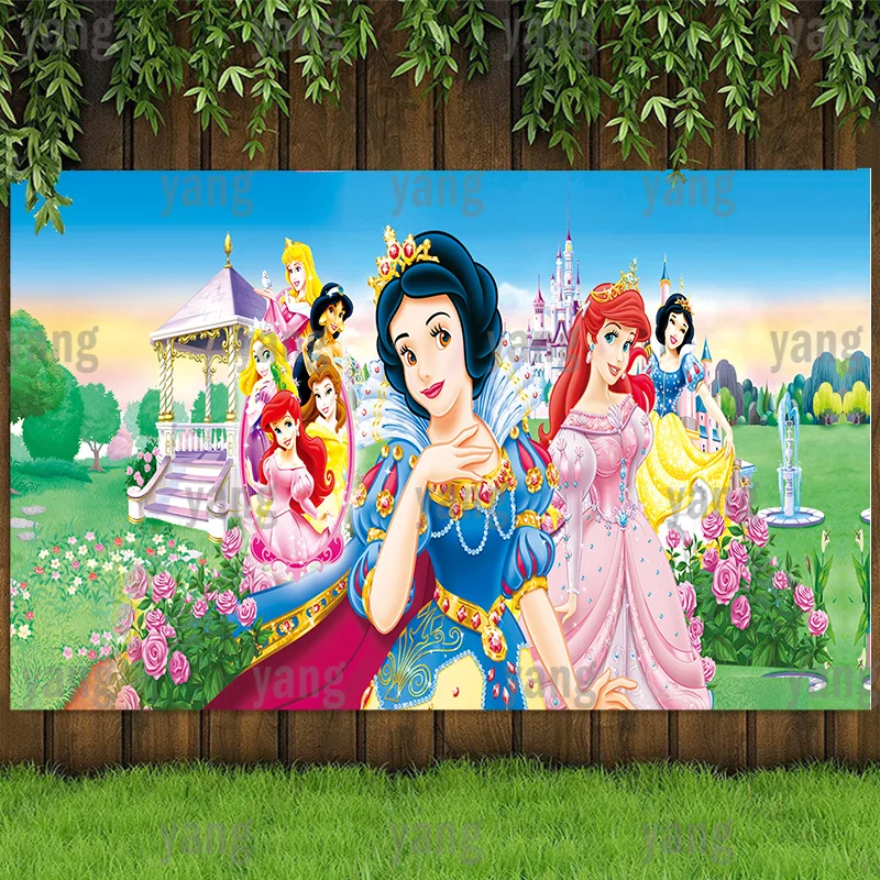

Disney Princess Wedding Castle Green Garden Palace Snow White Cinderella Backdrop Girls Birthday Party Baby Shower Banner