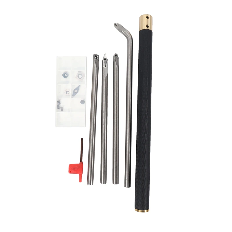 Wood Turning Tool Set Carbide Tipped Lathe Finisher/Rougher/Detailer/Hollower Tool Set(4Pcs Bar+1Pcs Handle)With Round/Square/Di
Wood Turning Tool Set Carbide Tipped Lathe Finisher/Rougher/Detailer/Hollower Tool Set(4Pcs Bar+1Pcs Handle)With Round/Square/Di