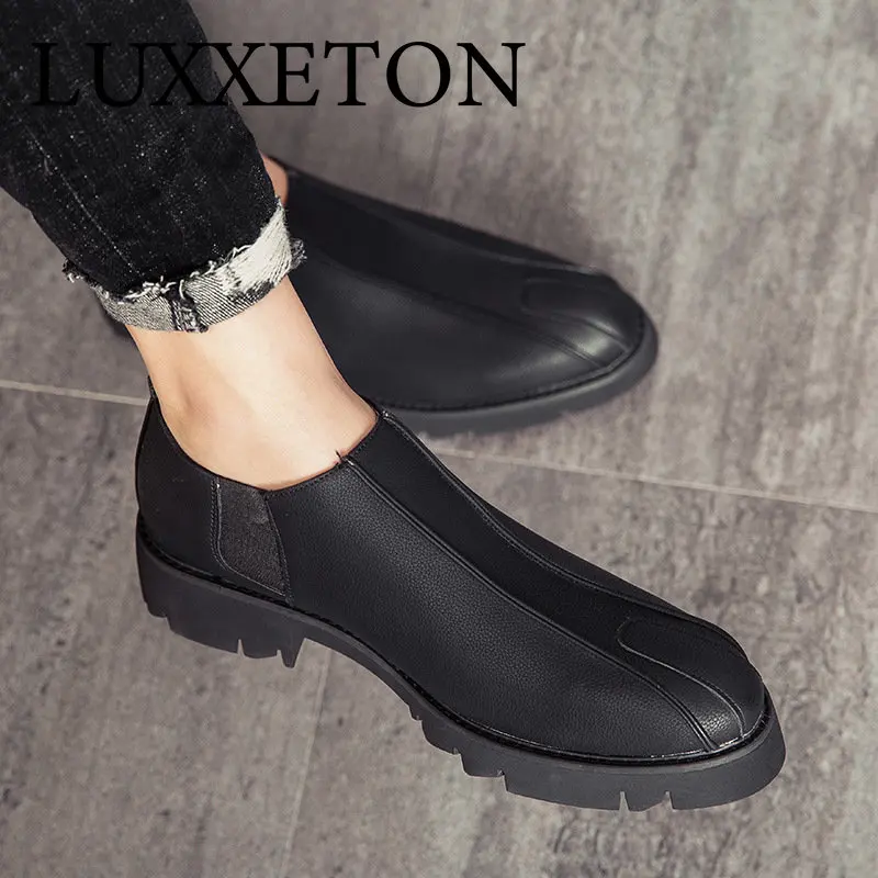 Men Thick Soled Pointed Business Formal Casual British Breathable Large One Foot Slip on Black Low Heel Leather Fashion Shoes
Men Thick Soled Pointed Business Formal Casual British Breathable Large One Foot Slip on Black Low Heel Leather Fashion Shoes