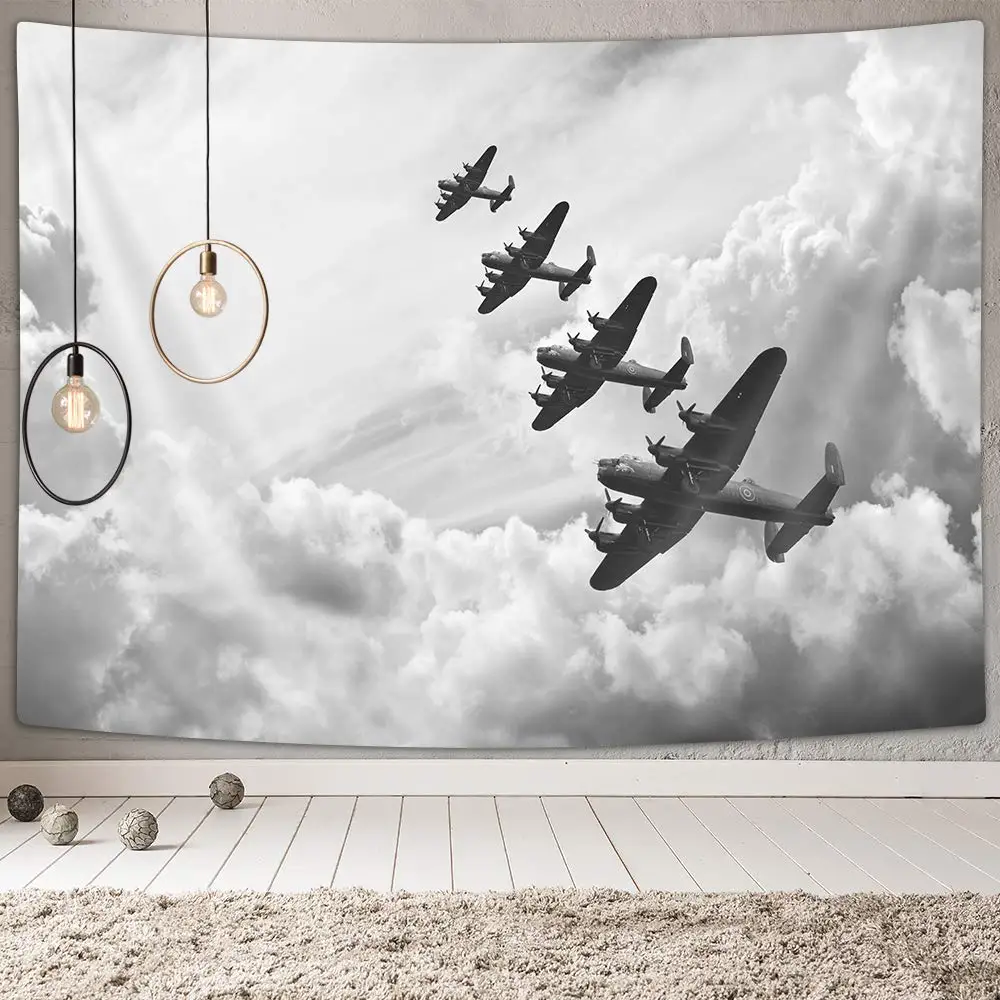 

Vintage Airplane Tapestry Airplane Cloudy Skies Tapestry Jet Plane Tapestry Wall Hanging Decor for Bedroom Living Room Dorm