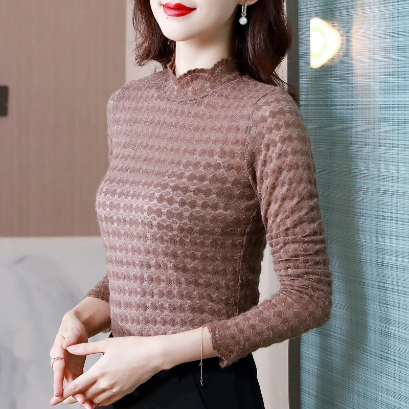 Spring And Autumn Lace Long Sleeve Bottoming Women Clothing 2022 New Design Korean Fashion Stand Collar Tops For Office Lady
Spring And Autumn Lace Long Sleeve Bottoming Women Clothing 2022 New Design Korean Fashion Stand Collar Tops For Office Lady