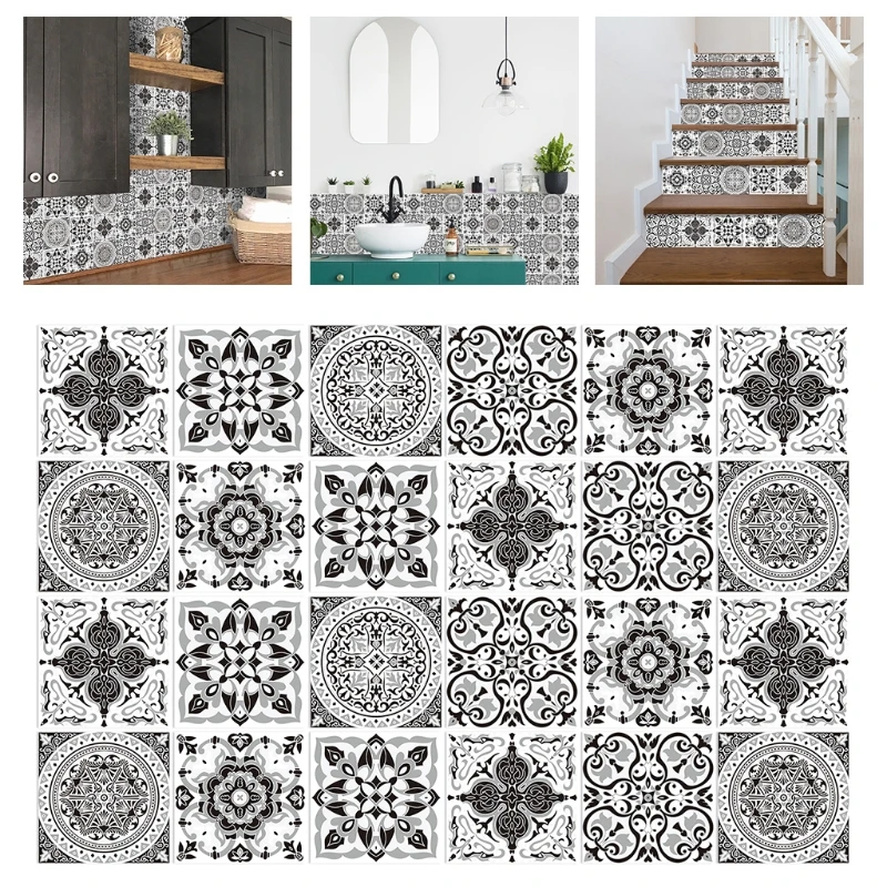 10 шт., наклейки для плитки Datura Backsplash, наклейки для фрески, водостойкие съемные настенные фрески для ванной и кухни