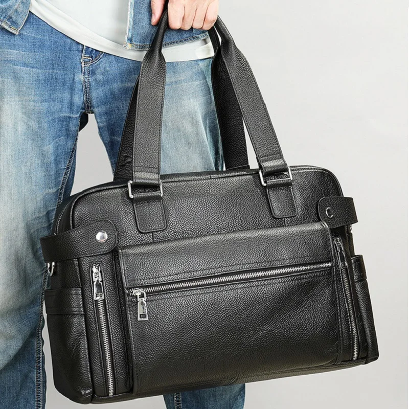 

Genuine Leather Men's Bag Business Briefcase Computer Handbag Business Trip Commuting Cowhide Travel Bag Man Shoulder Bag