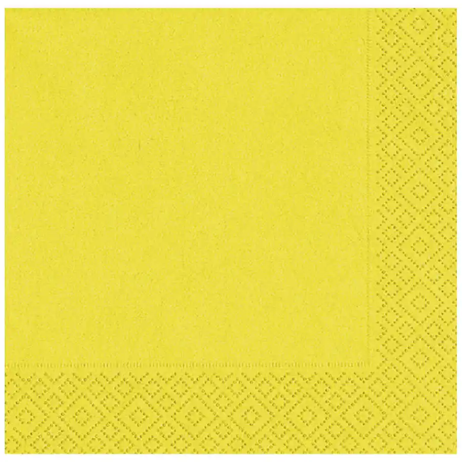 Двухслойная бумажная салфетка желтого цвета 20 шт.
Двухслойная бумажная салфетка желтого цвета 20 шт.