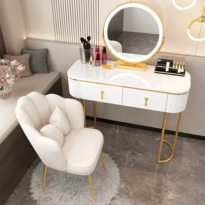 

Скандинавский Ins туалетный шкаф, стул с зеркалом, макияжный стол, туалетный столик, мебель для спальни, современные роскошные домашние шкафы