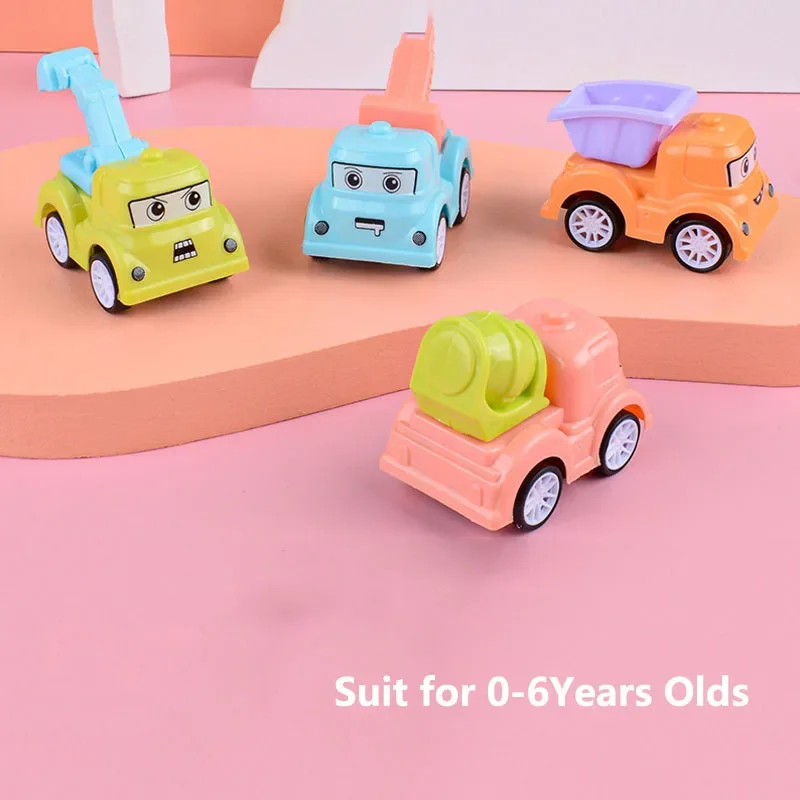 

Children Mini Toy Car Cartoon Trailer Car Model Boy 1-6 Years Old Pull Back Car Cartoon Engineering Truck Fire Truck Kids Gifts