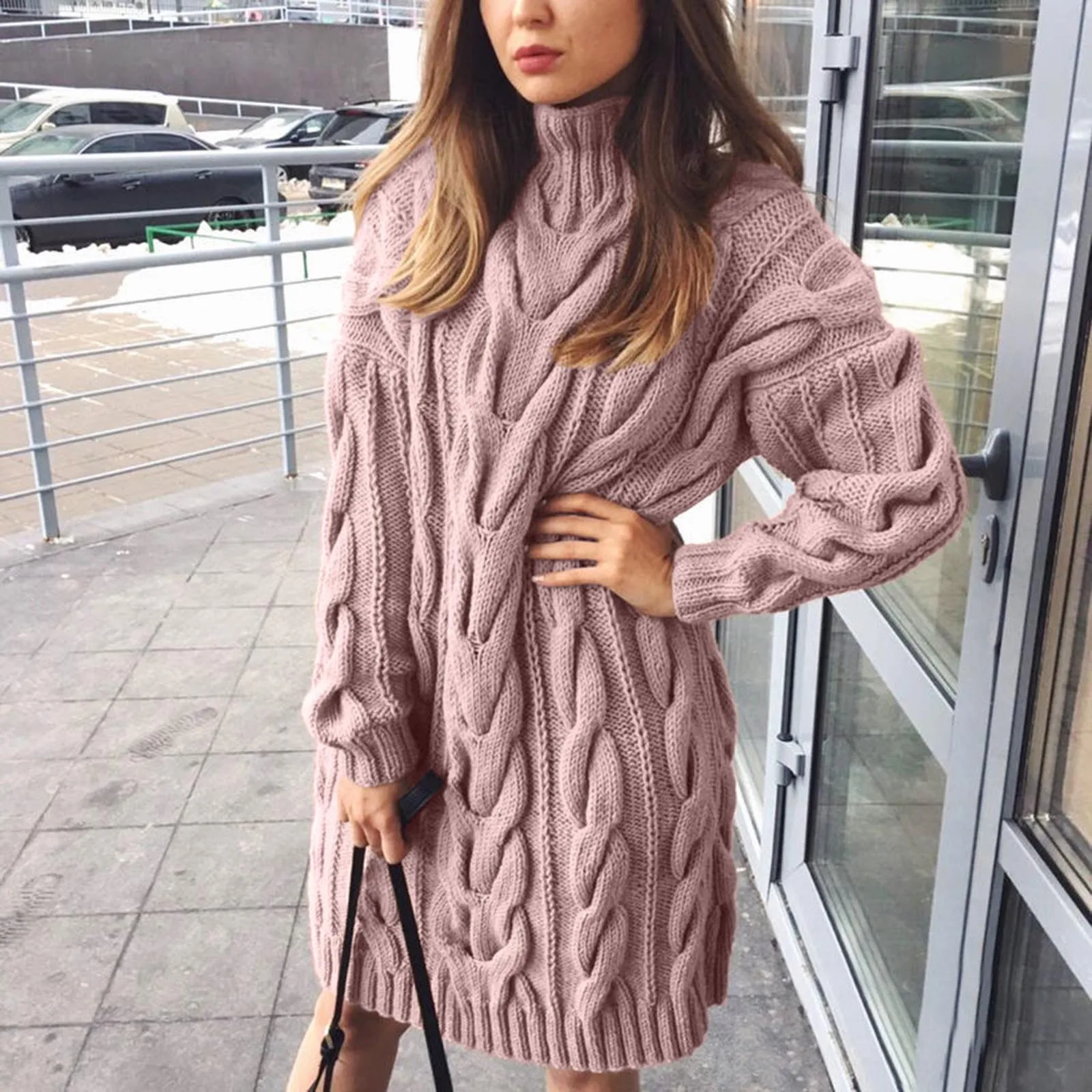 Casual Long Sleeve Top WomenAutumn And Winter Knitted Solid Color Loose Pullover Twist Knitted Sweater Dress Women Sweater Thick
Casual Long Sleeve Top WomenAutumn And Winter Knitted Solid Color Loose Pullover Twist Knitted Sweater Dress Women Sweater Thick