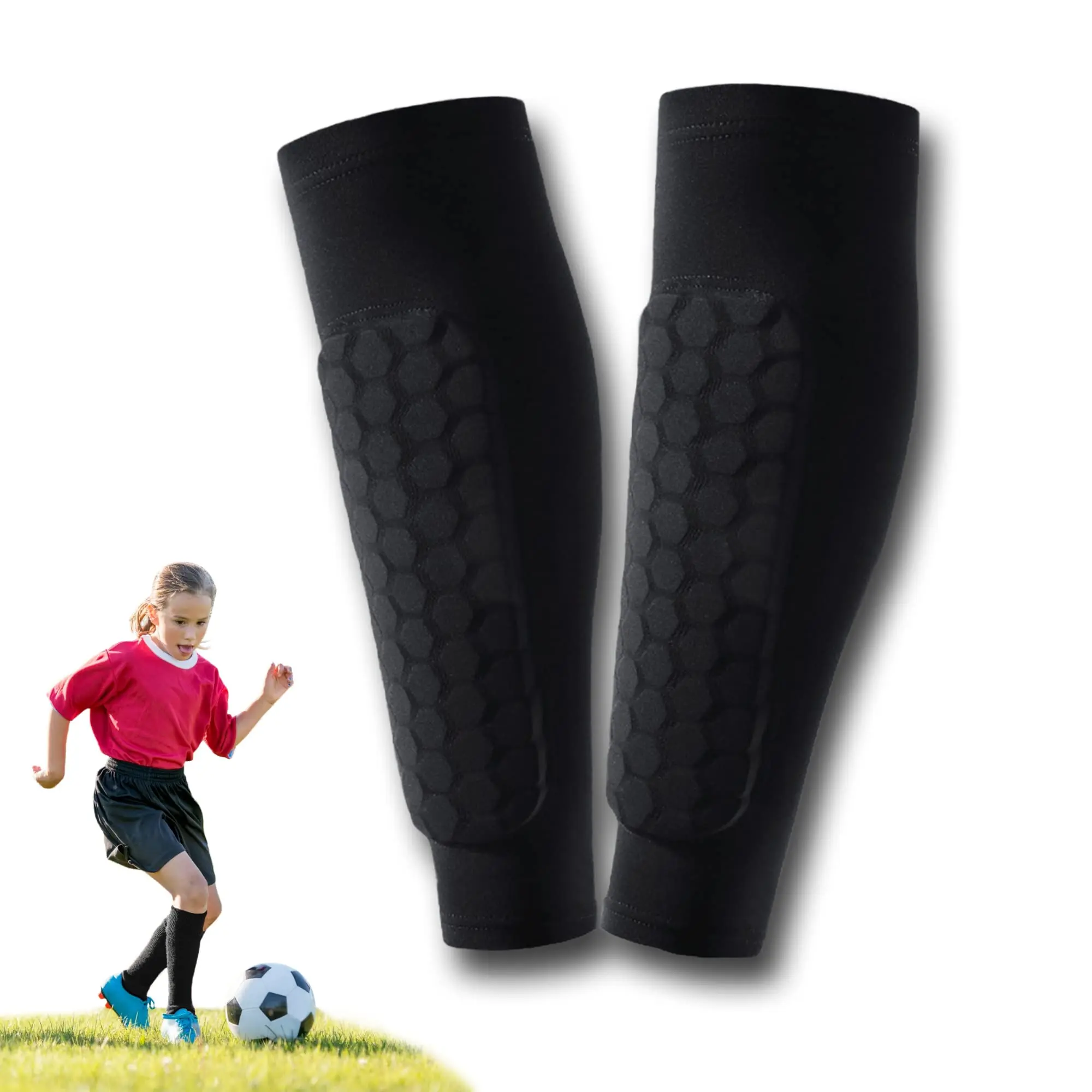 

Футбольные леггинсы с защитой голени, Компрессионные носки с рукавами до икр, устойчивые, удобные, дышащие, для взрослых, подростков и детей