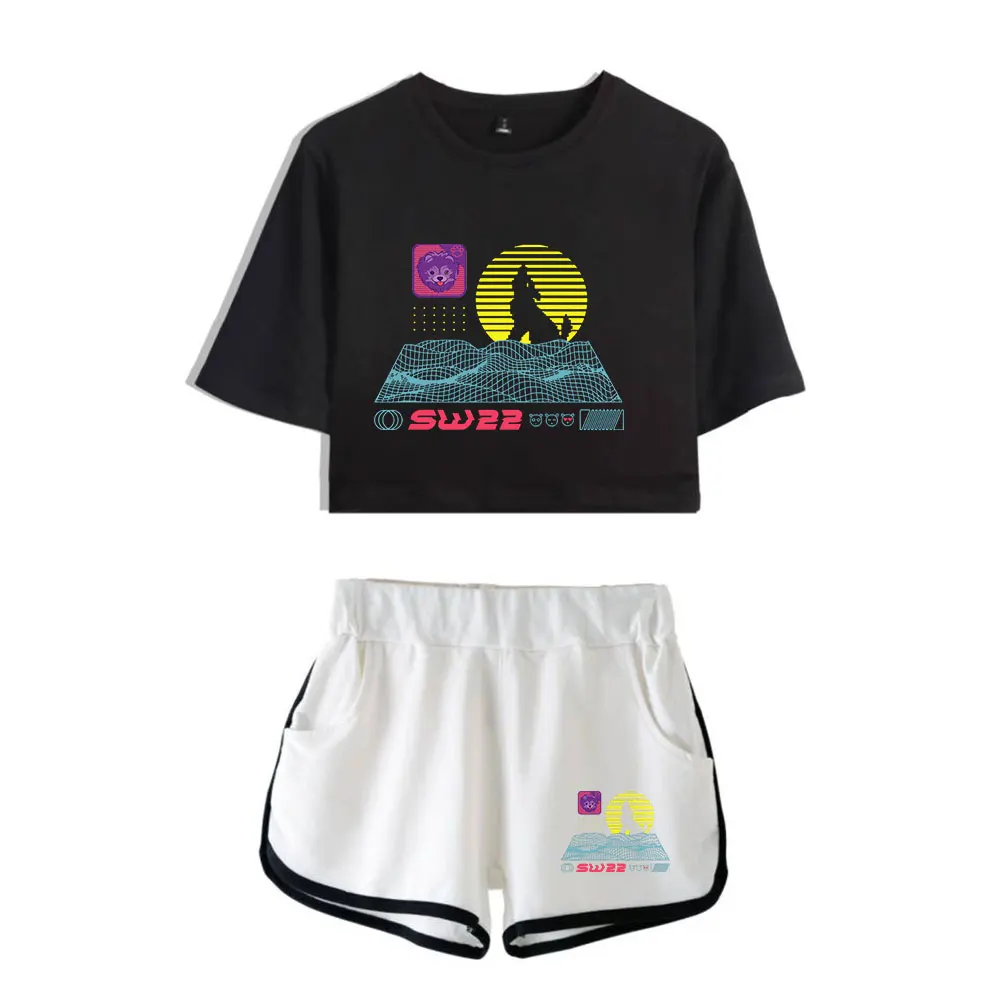 

2022 SssniperWolf Synthwave logo Merch Tops Two Piece Set Shorts+Lovely TShirt Harajuku Streetwear Girl Sets Fashion Tee