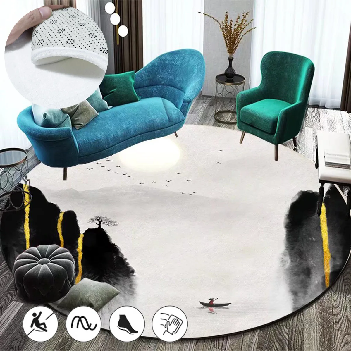 Chinese Style Landscape Carpets for Living Room Black White Art Rug Round Splash Ink Bedroom Mat Large Area Clockroom Table Rugs
Chinese Style Landscape Carpets for Living Room Black White Art Rug Round Splash Ink Bedroom Mat Large Area Clockroom Table Rugs