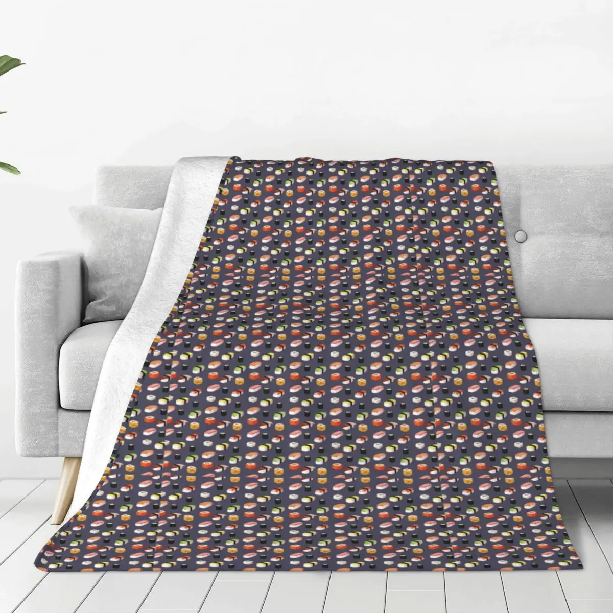 

Sushi Pattern Soft Fleece Throw Blanket Warm and Cozy for All Seasons Comfy Microfiber Blanket for Couch Sofa Bed 40"x30"