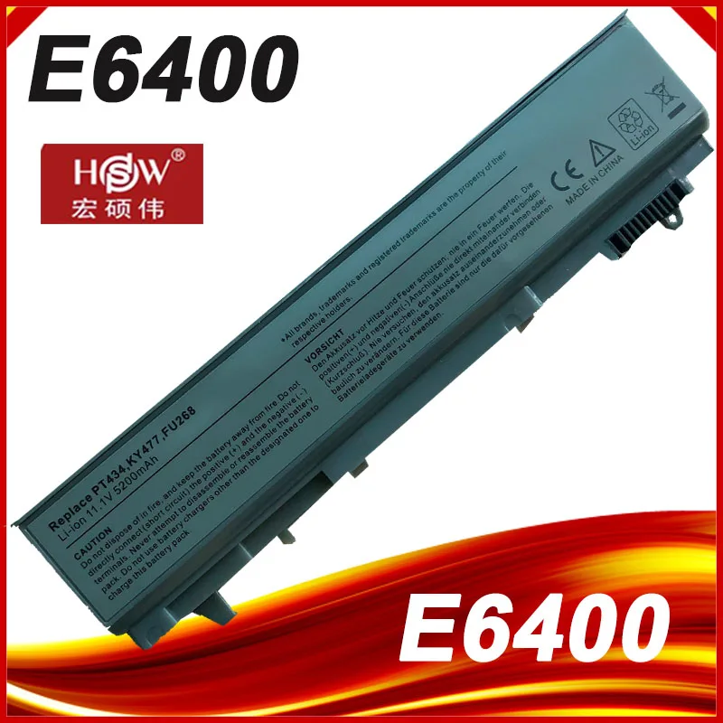 

5200mAh Laptop Battery For Dell Latitude E6400 M2400 E6410 E6510 E6500 M4400 M4500 PT436 PT437 KY477 KY265 KY266 KY268 akku