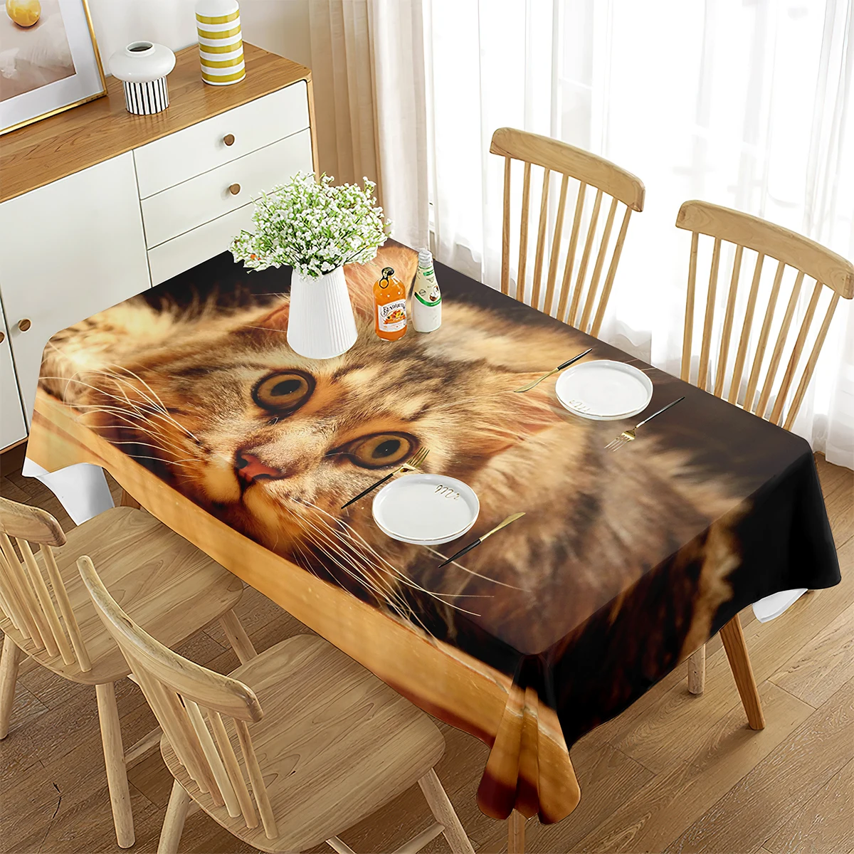 Cute 3D Cat Rectangular Tablecloth Pet Animals Theme Home Decoration Tablecloth for Kitchen Dining Room Get Together Decorations
Cute 3D Cat Rectangular Tablecloth Pet Animals Theme Home Decoration Tablecloth for Kitchen Dining Room Get Together Decorations