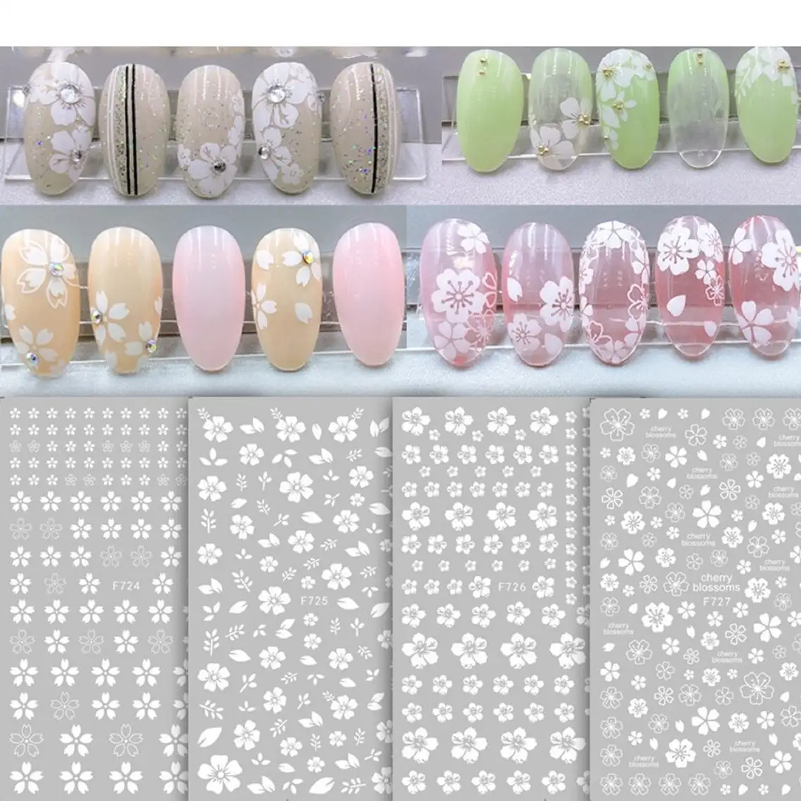 1pc White Flower Nail Stickers/Ultra Thin Nail Art Stickers Self Adhesive Decals Cherry Blossom/Line/Butterfly Kawaii Nail Decal
1pc White Flower Nail Stickers/Ultra Thin Nail Art Stickers Self Adhesive Decals Cherry Blossom/Line/Butterfly Kawaii Nail Decal