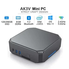 쿼드 코어 2.4G/ 5G 듀얼 WiFi BT 4.2 HD 기가비트 인터넷 컴퓨터 데스크탑 게임용 미니 PC, AK3V, 윈도우 11 CPU, 인텔 셀러론 J3455