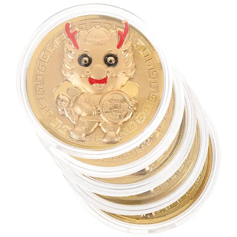 

5 шт., сувенирные монеты в виде дракона, изысканная металлическая монета в год Дракона, 2024, Новый Год Вечерние, принадлежности