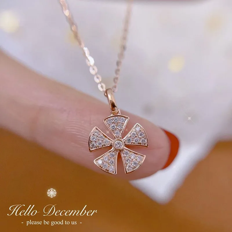 

925 silver Rose gold tone five-petal flower necklaces fashion Inlaid AAAAA zirconia clavicle chain light luxury pendant Jewelry