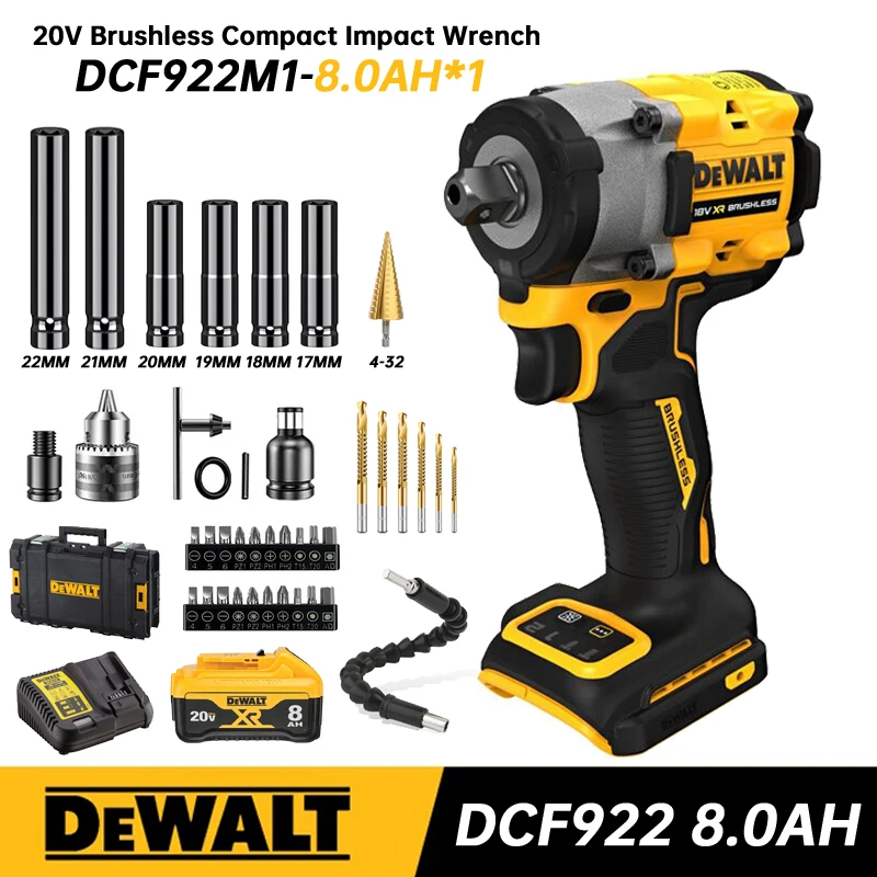

DeWalt DCF922 Compact Impact Wrench 20V Brushless 1/2" Cordless Wrench Kit With Lithium Battery Professional Power Tool DCF922M1