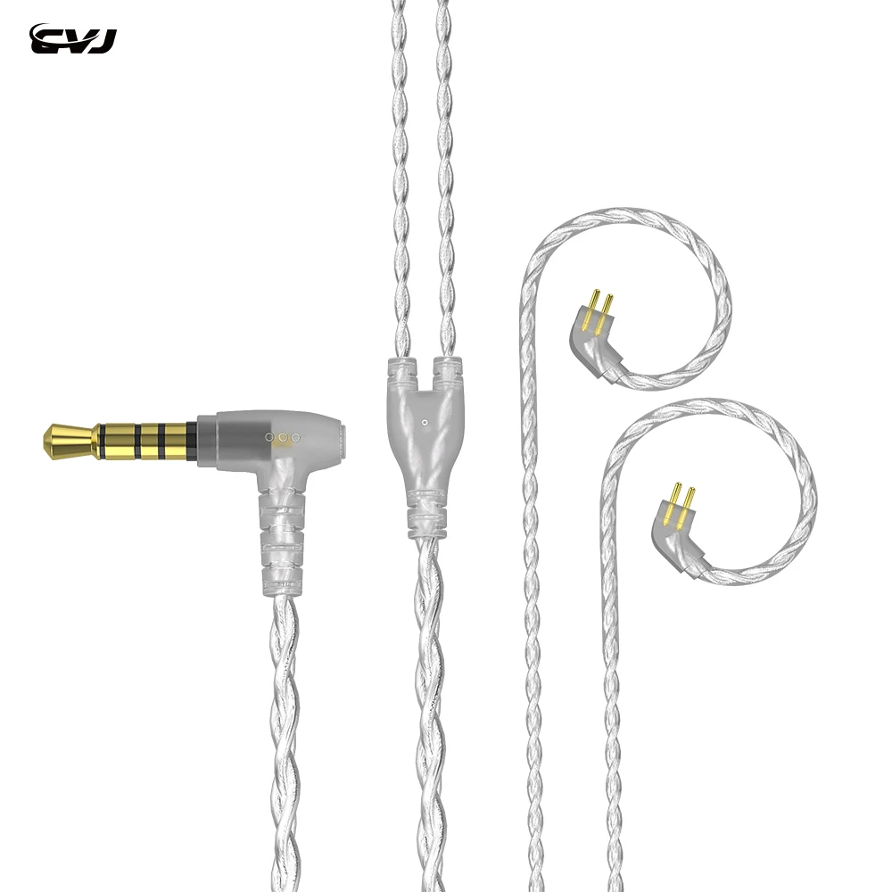 

CVJ V7 four core silver-plated upgrade line 2pin0.75 0.78 with wheat line control S headphone line TRN KZ TFZ