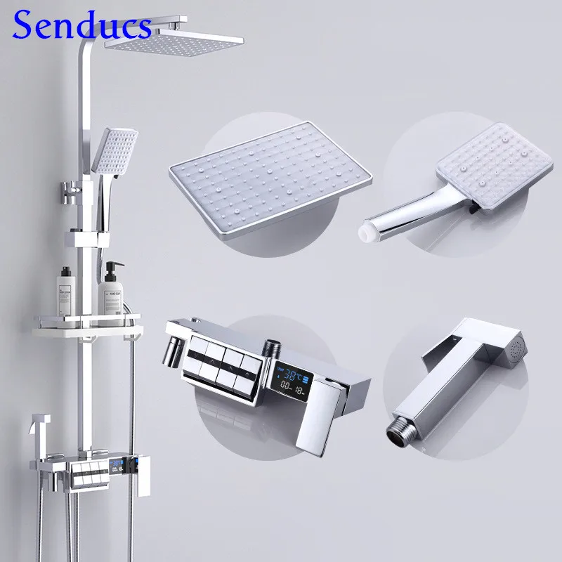 Paino Digital Bathroom Shower System Rainfall Hot and Cold Bathroom Shower Set Thermostatic Bath Mixer Faucet Big Rainfall Head
Paino Digital Bathroom Shower System Rainfall Hot and Cold Bathroom Shower Set Thermostatic Bath Mixer Faucet Big Rainfall Head