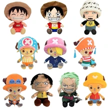 25cm New One Piece Anime Plush Toys Luffy Zoro Law Ace Chopper Figures Cosplay Cute Doll Cartoon Stuffed Pendants Kids Xmas Gift
