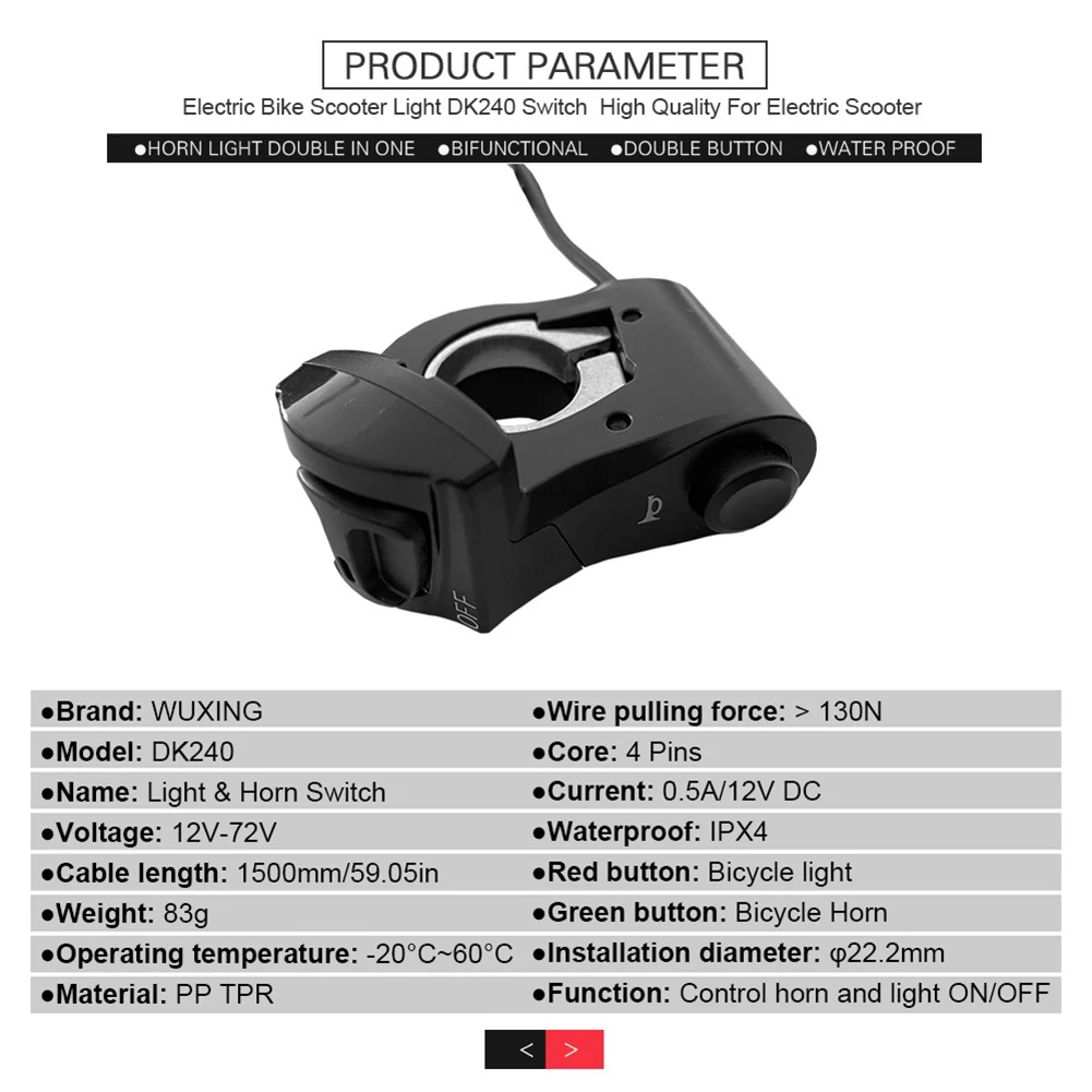 Controller Horn Switch Headlamp Headlight Plastic 12V-72V 1500mm Bike Bicycle Black Cycling Parts DK240 Front Light
Controller Horn Switch Headlamp Headlight Plastic 12V-72V 1500mm Bike Bicycle Black Cycling Parts DK240 Front Light