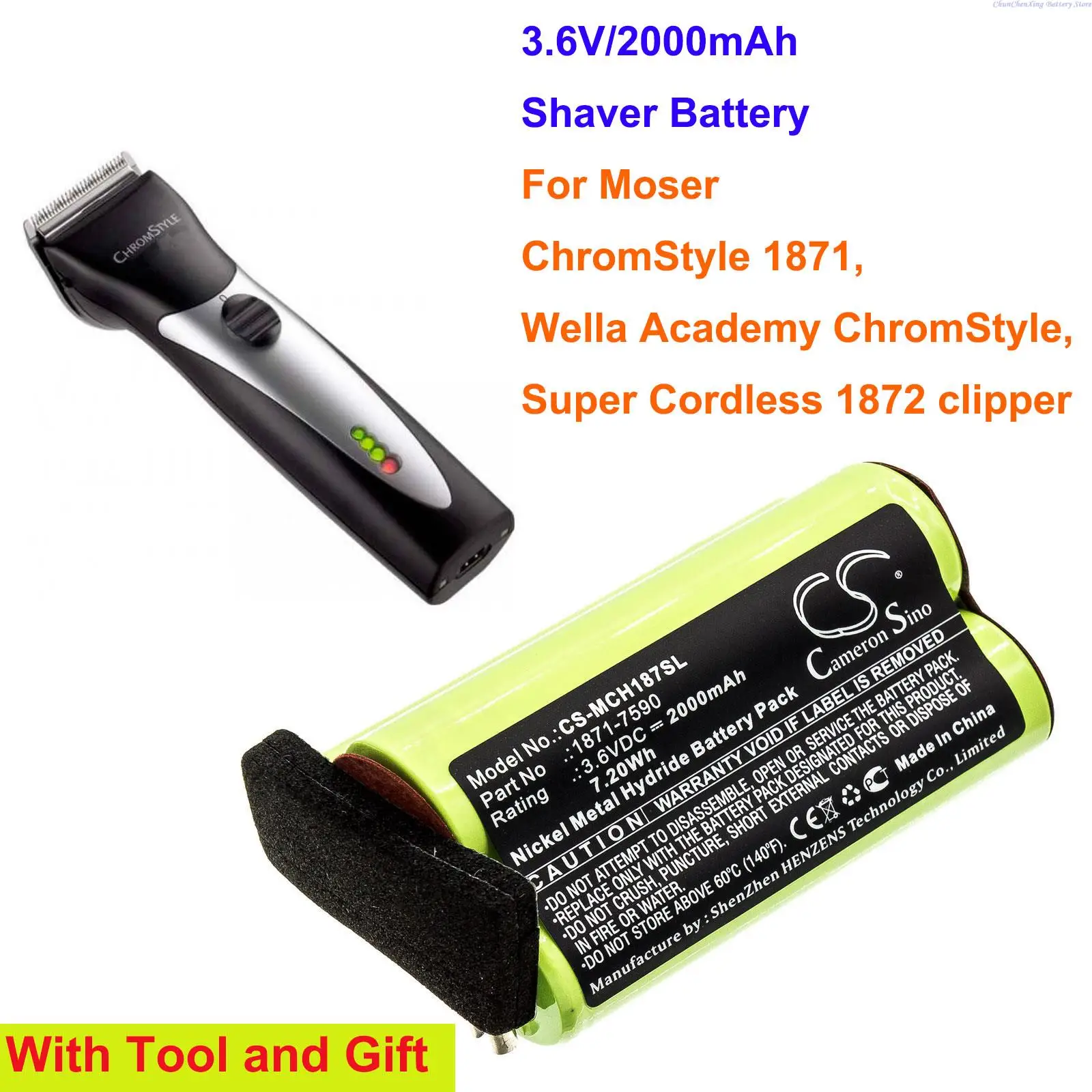Аккумуляторная бритва Cameron sino 2000 мАч 1871-7590 для Moser ChromStyle 1871 Wella School супер