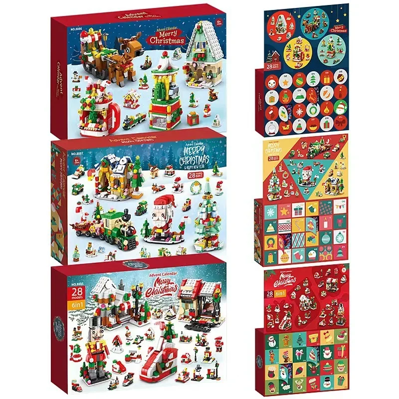 

2024 Christmas Series Building Blocks Box for Kids Gift 24Days Christmas Advent Calendar DIY Nutcracker Santa Claus Bricks Model