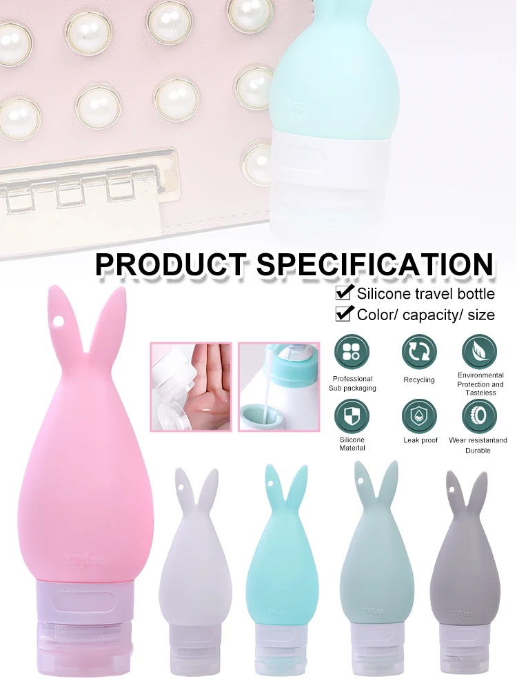 30/50/80ml Silicone Refillable Bottles Cute Rabbit Portable Travel Pack Press Squeeze Container For Shampoo Lotion Makeup
30/50/80ml Silicone Refillable Bottles Cute Rabbit Portable Travel Pack Press Squeeze Container For Shampoo Lotion Makeup