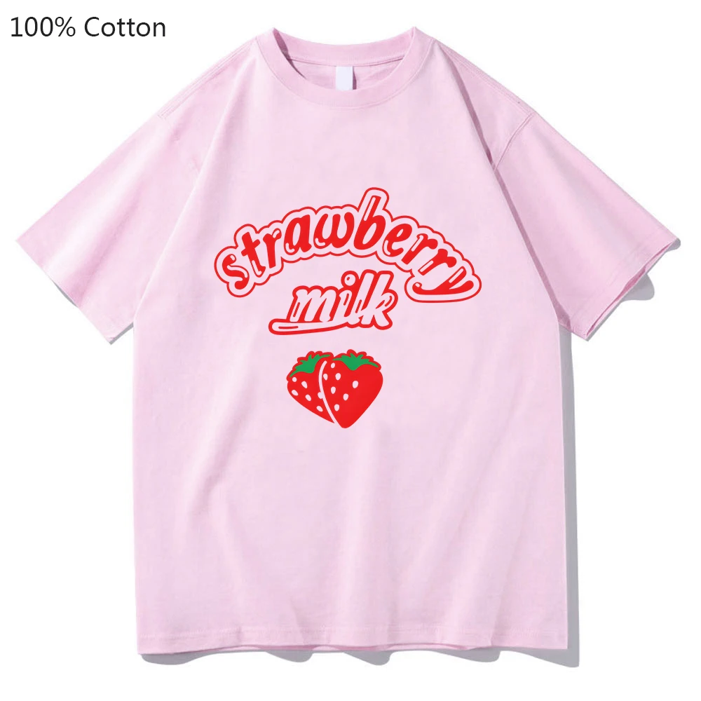 Strawberry Milk Graphic Print T-shirt Women Harajuku Aesthetic Pink Top Tshirt Tee Summer Fashion Y2k Female T Shirt 100% Cotton
Strawberry Milk Graphic Print T-shirt Women Harajuku Aesthetic Pink Top Tshirt Tee Summer Fashion Y2k Female T Shirt 100% Cotton