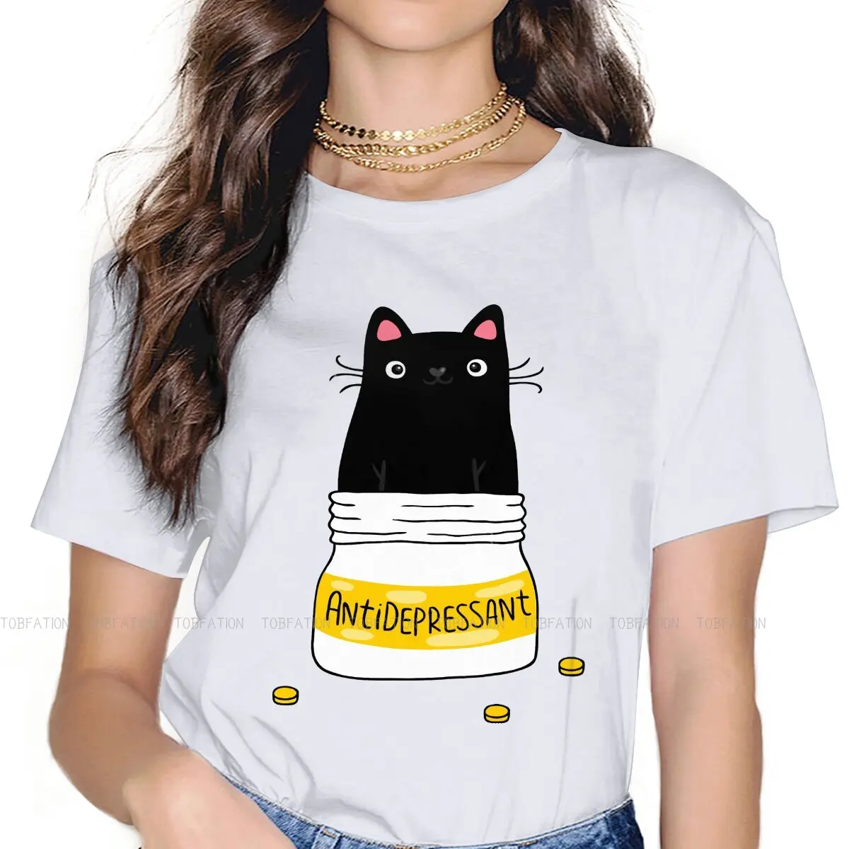 FUR ANTIDEPRESSANT Cute Black Cat Illustration Women TShirt Meme Design Girls Basic Tees 5XL O-neck Female T Shirt Hipster Gift
FUR ANTIDEPRESSANT Cute Black Cat Illustration Women TShirt Meme Design Girls Basic Tees 5XL O-neck Female T Shirt Hipster Gift