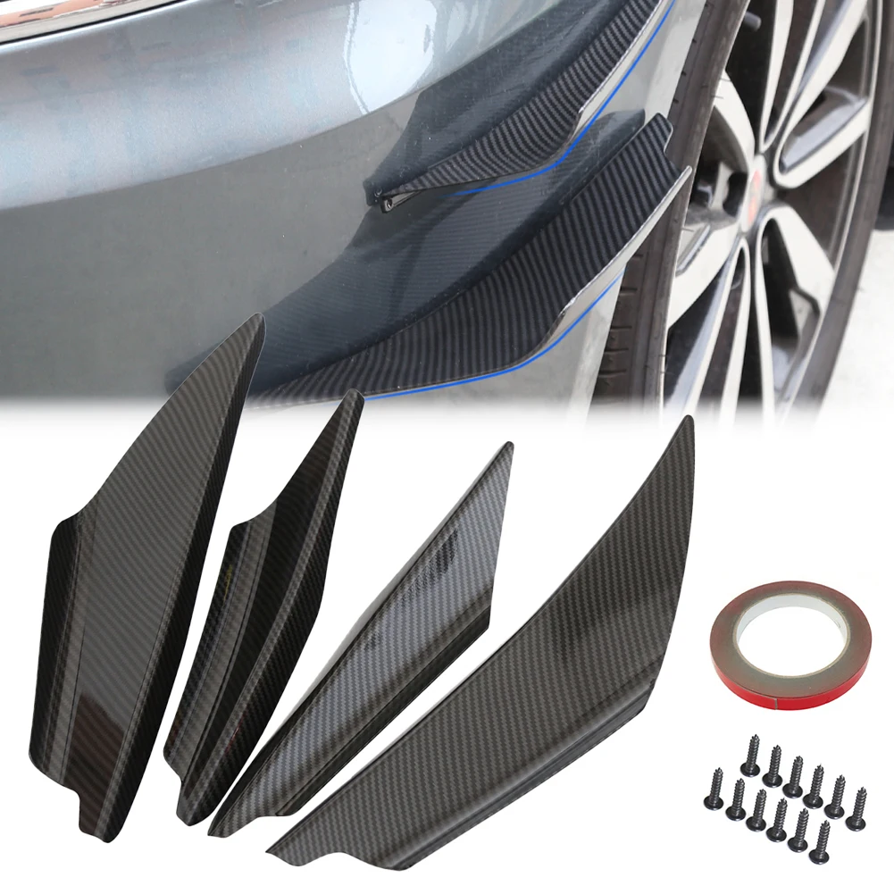 4pcs Universal Black Carbon Fiber Car Front Bumper Lip Rubber Fin Splitter Spoiler Sticker Car Decor Exterior Accessories
4pcs Universal Black Carbon Fiber Car Front Bumper Lip Rubber Fin Splitter Spoiler Sticker Car Decor Exterior Accessories