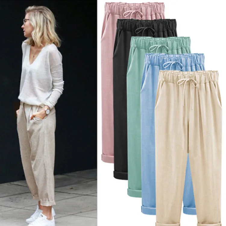 Women's trousers 2022 summer new loose thin cotton linen casual pants harem pants women's solid color streetwear
Women's trousers 2022 summer new loose thin cotton linen casual pants harem pants women's solid color streetwear