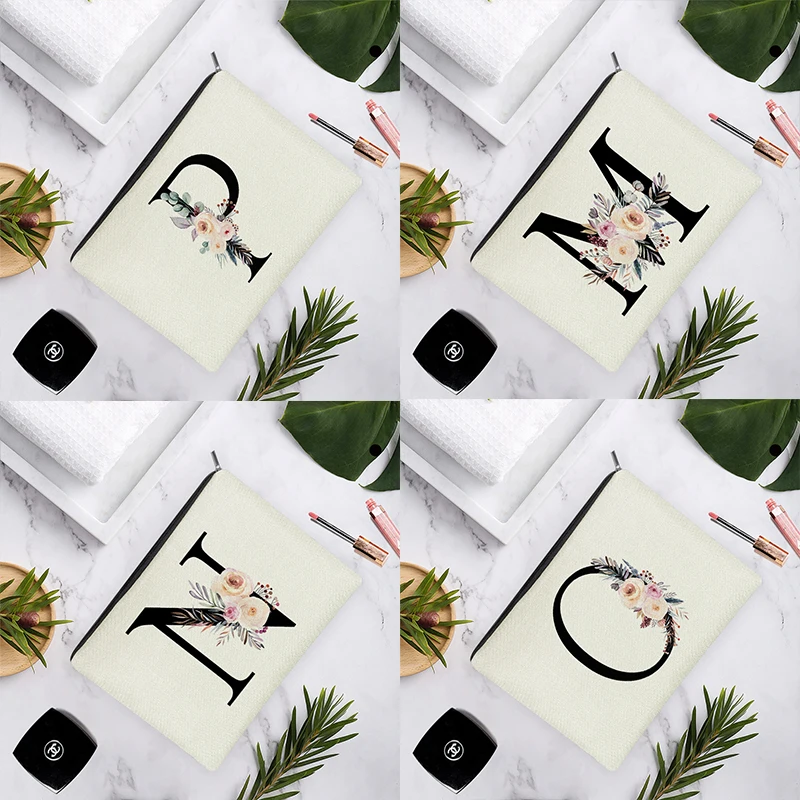 Black English Alphabet Yellow Pink Rose Leaves Simple Fashion Women Beauty White Linen Cosmetic Bag Makeup Storage Travel
Black English Alphabet Yellow Pink Rose Leaves Simple Fashion Women Beauty White Linen Cosmetic Bag Makeup Storage Travel