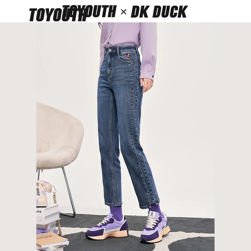 Toyouth Women Jeans 2022 Winter High Waist Straight Denim Pants Dark Blue Warm All Match Chic Casual Streetwear Trousers 
Toyouth Women Jeans 2022 Winter High Waist Straight Denim Pants Dark Blue Warm All Match Chic Casual Streetwear Trousers