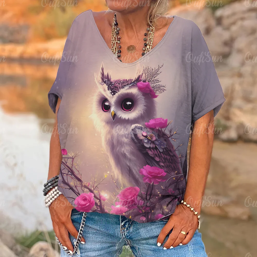 New Women's T-shirt Summer Short Sleeve Female Fashion Blouse 3D Cute Owl Print Oversized Clothing Ladies Short Sleeve Tees
New Women's T-shirt Summer Short Sleeve Female Fashion Blouse 3D Cute Owl Print Oversized Clothing Ladies Short Sleeve Tees