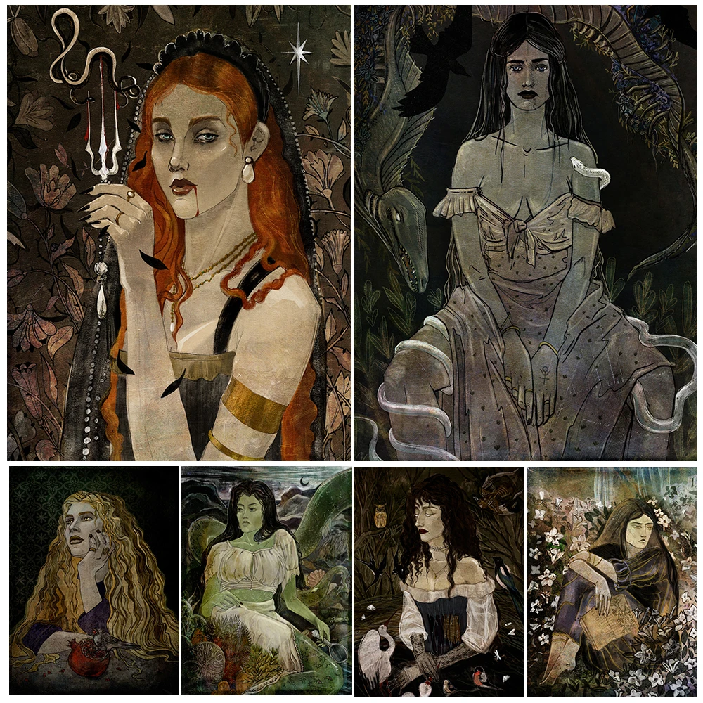 Witch,Siren,Priestess Vintage Wall Art Canvas Painting Gothic Dark Witch Art Poster And Print Witchcraft Home Decor Unframed
Witch,Siren,Priestess Vintage Wall Art Canvas Painting Gothic Dark Witch Art Poster And Print Witchcraft Home Decor Unframed