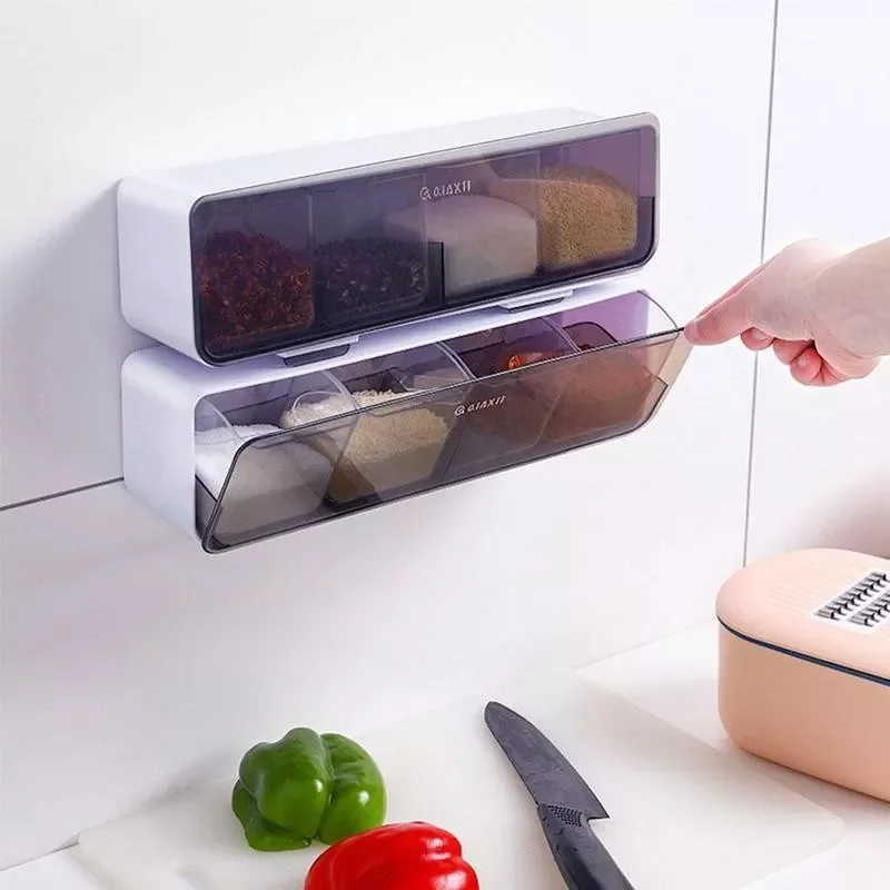NEW2022 Spice Rack 4 Grids Spoon Kitchen With Lid Container Wall-mounted Seasoning Box Herb Spices Storage Condiment Jar Cooking
NEW2022 Spice Rack 4 Grids Spoon Kitchen With Lid Container Wall-mounted Seasoning Box Herb Spices Storage Condiment Jar Cooking